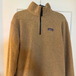 Patagonia Quarter-Zip Fleece, Size: L, Tan/Navy accents